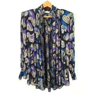 Rare Vintage 80s Jo-Ed Sophisticates Metallic Button Blouse